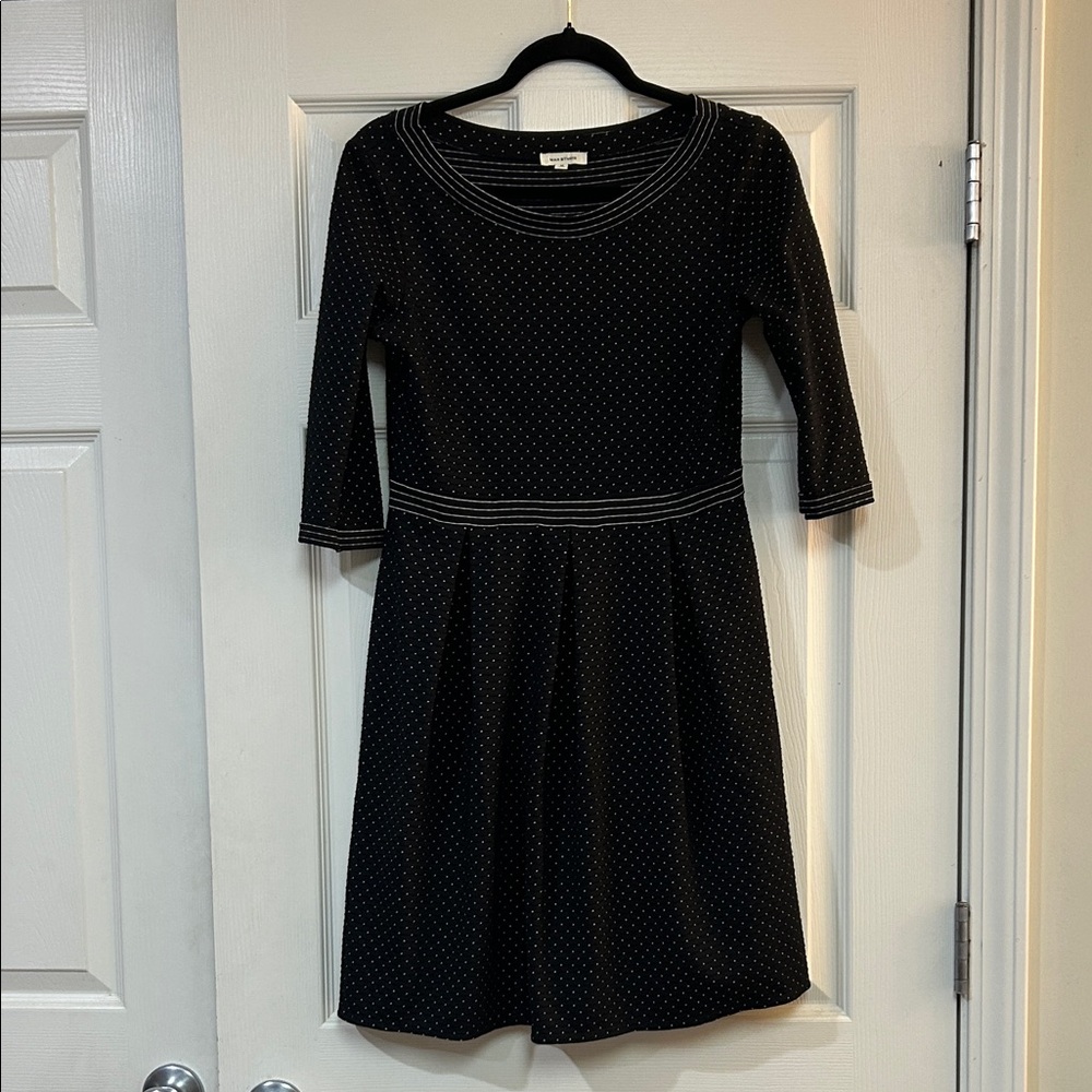 Max Studio Black Long Sleeve Dress with Dotted Pattern